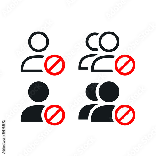Blocked user person. Block profile icon. Stop group. Vector illustration