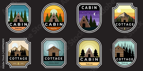 set of vector badge logo cabin cottage illustration design