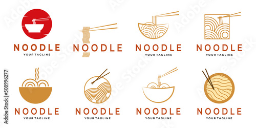 set of noodle simple logo vector design illustration