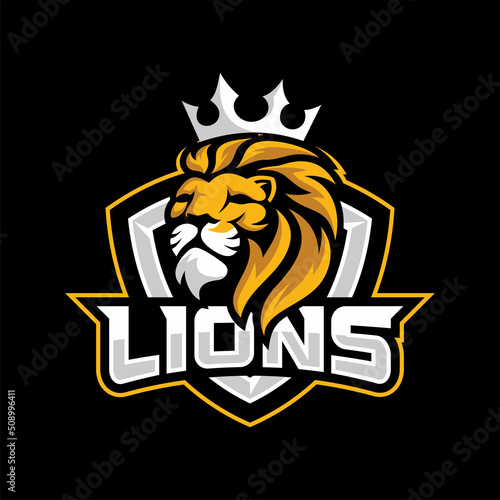 Fototapeta Naklejka Na Ścianę i Meble -  Lion head gaming logo for e sport and sport mascot vector illustration