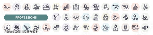 Fényképezés set of professions icons in outline style
