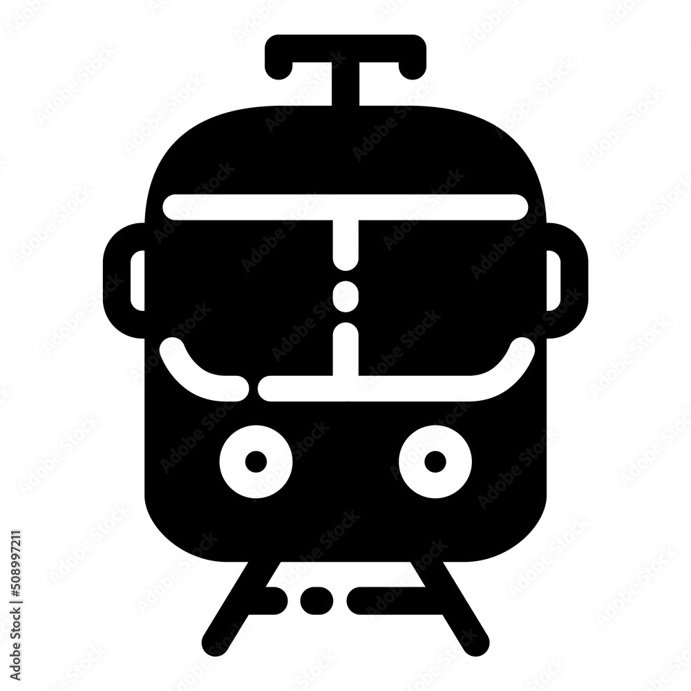 Tram Railway Transport Glyph Flat Icon Isolated On White Background Tram Railway Transport Glyph Flat Icon Isolated On White Background