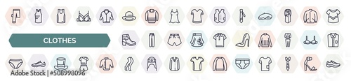 Fotografiet set of clothes icons in outline style
