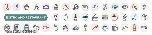 Foto set of bistro and restaurant icons in outline style
