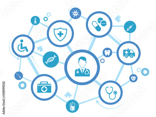 Integrated healthcare, medical support concept – vector illustration