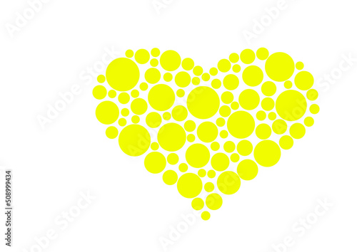 heart image formed by yellow dots of different sizes