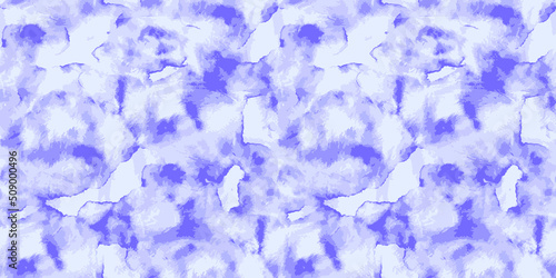 Vector Tie Dye Seamless Pattern. Ethnic Abstract. Flowers Bohemian Ornament. Blue Texture. Borders. Abstract Background. Violet Tie Dye Rug. Watercolor Mottled Bleach Dye.