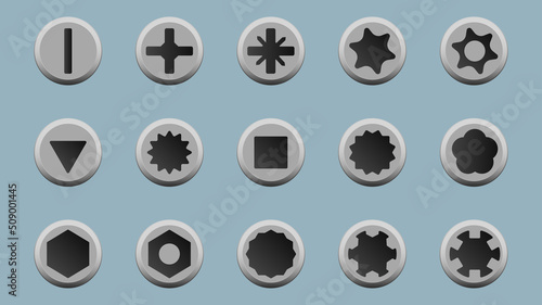 Set of the most popular slots for screwdrivers.
