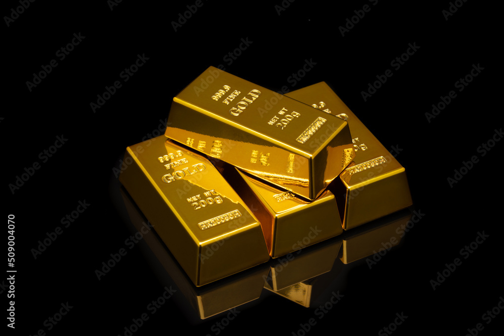 Golden Bars on Black Background Golden Bars on Black Background