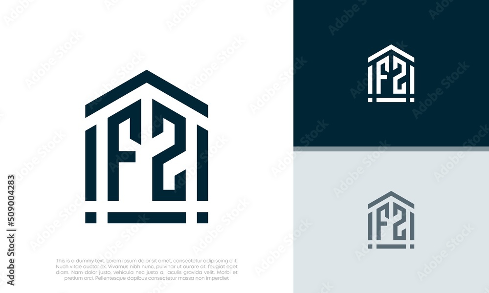 Simple Initials FZ logo design. Initial Letter Logo. Shield logo.	