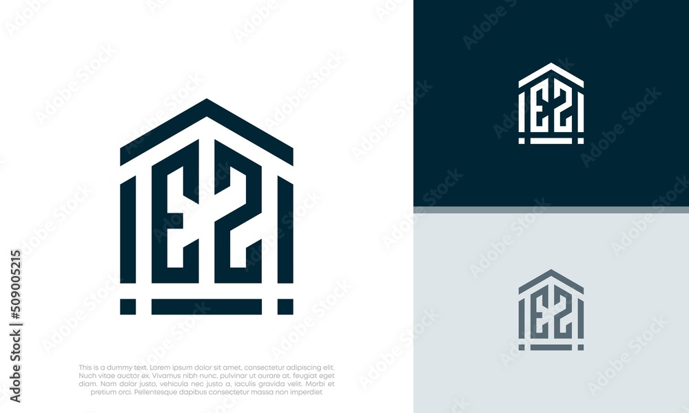Simple Initials EZ logo design. Initial Letter Logo. Shield logo.	