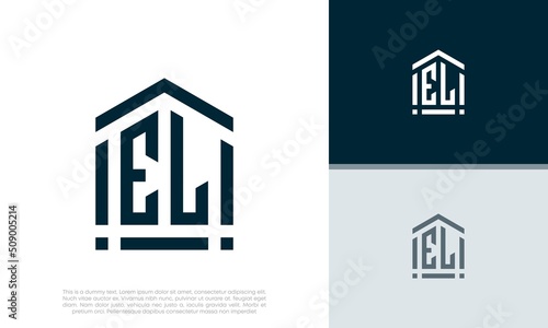 Simple Initials EL logo design. Initial Letter Logo. Shield logo. 