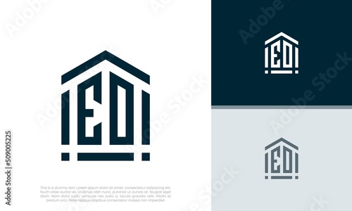 Simple Initials ED. EO logo design. Initial Letter Logo. Shield logo. 