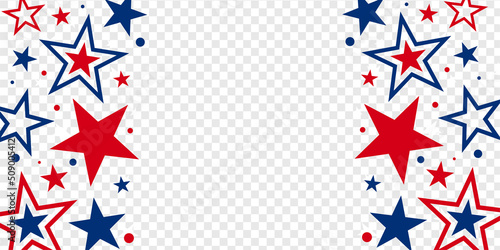 Abstract united states of America's transparent background concept consists of red and blue stars. Vector illustration. 