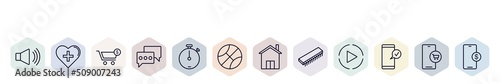 set of web icons in outline style. thin line icons such as