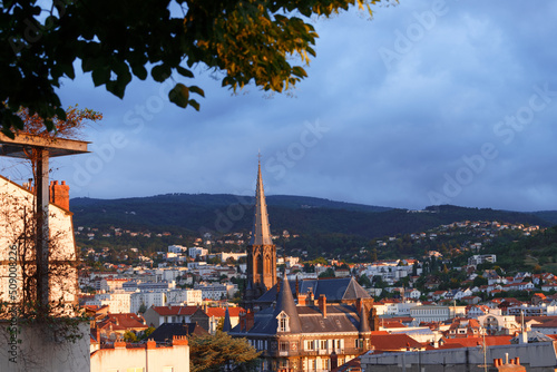Wallpaper Mural Morning aerial cityscape view on Clermont-Ferrand city with mountains on the background in central France Torontodigital.ca