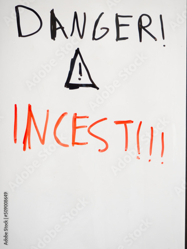 Poster warning of the danger of incest in society. photo