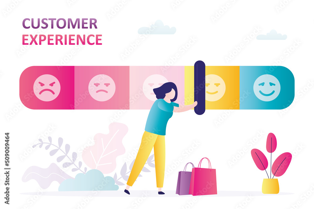 Customer experience. Woman moves slider on measurement scale. Positive feedback, online survey. Testimonials, high rank. Good quality product or service. Indicator shows level of satisfaction. Customer experience. Woman moves slider on measurement scale. Positive feedback, online survey. Testimonials, high rank. Good quality product or service. Indicator shows level of satisfaction.