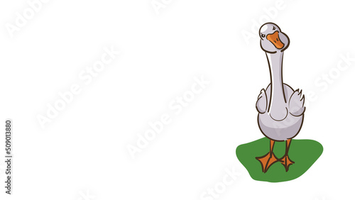 Illustration of grey goose on white background and free space for the text