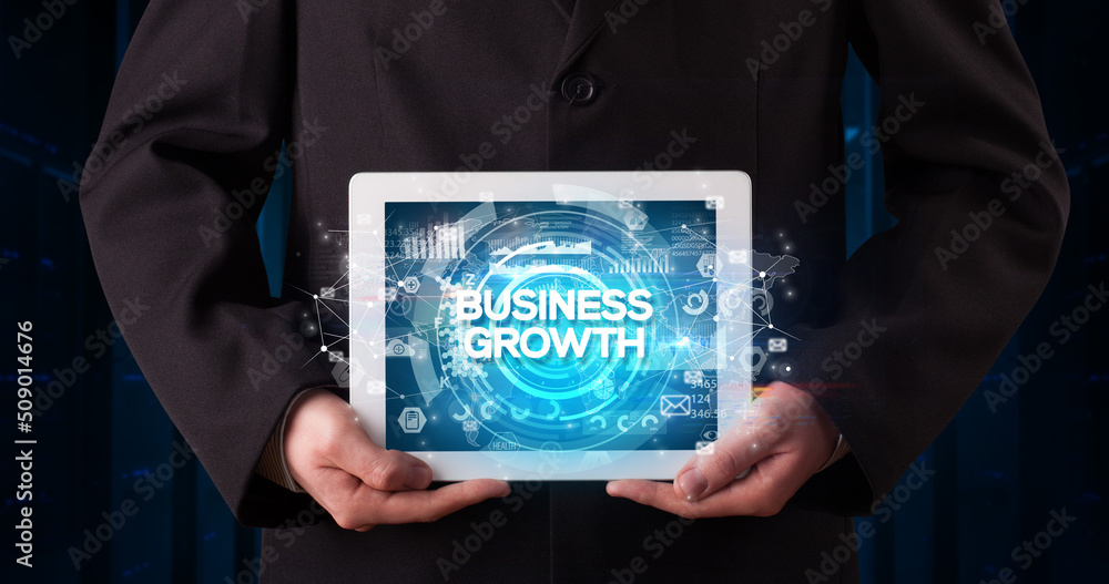 Person holding tablet, business concept Person holding tablet, business concept