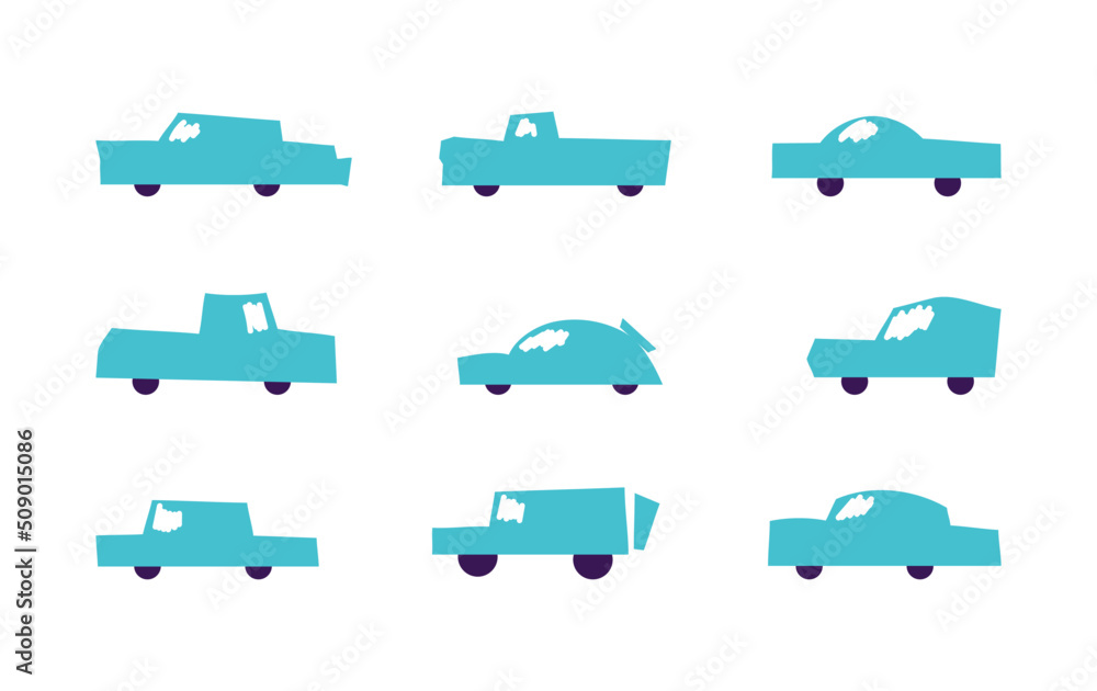 cars cartoon vector illustration set