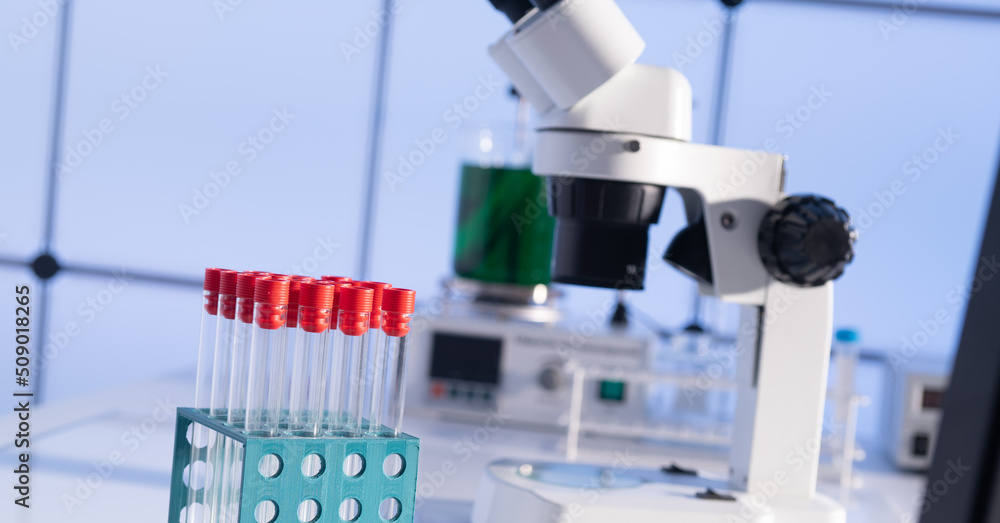 Microscope in a scientific microbiology laboratory of a medical clinic Microscope in a scientific microbiology laboratory of a medical clinic