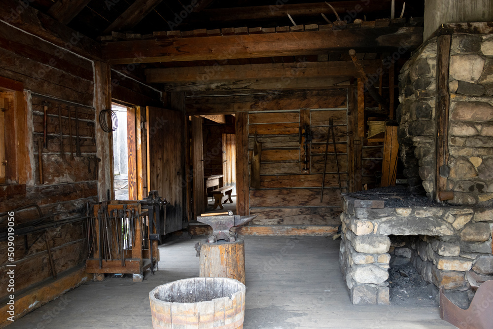 blacksmith workshop from fur trade era blacksmith workshop from fur trade era