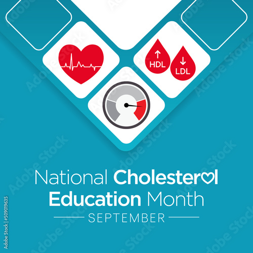 National Cholesterol Education month is observed every year during September, to raise awareness about cardiovascular disease, cholesterol, and stroke. Vector illustration