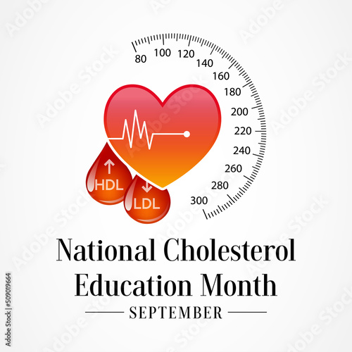 National Cholesterol Education month is observed every year during September, to raise awareness about cardiovascular disease, cholesterol, and stroke. Vector illustration