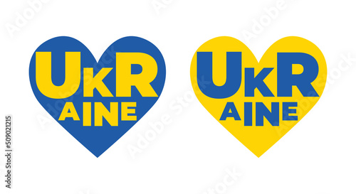 ove Ukraine, heart emblem national flag colored. Flag of Ukraine with heart shape. Vector illustration