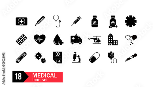 Medycyna zestaw 18 ikon