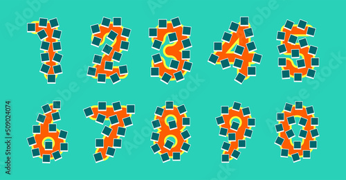 Photo album set from numbers, add your photos. It includes an annual issue. Children's photo collage set. anniversary photo frame card, vector elegant template design.