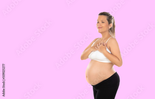 Pregnancy. Happy pregnant woman
