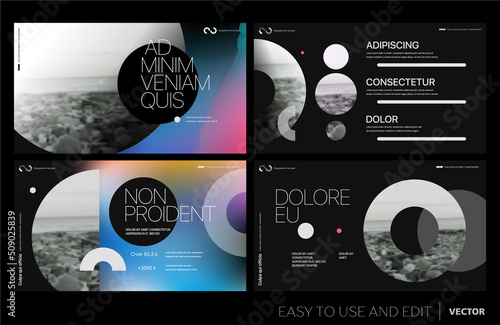 Editable vector presentation templates with design elements and infographics. Background for presentation. Vector Slide, flyer, report, marketing, advertising, annual report, banner