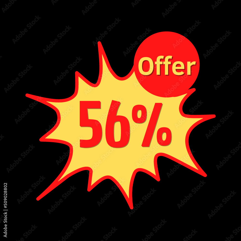 56% off (offer) with red and yellow online discount explosion speech bubble, bubble 56% off (offer) with red and yellow online discount explosion speech bubble, bubble