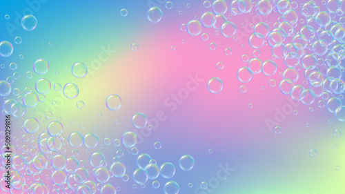 Soap bubble. Detergent bath foam and suds for bathtub. Shampoo.