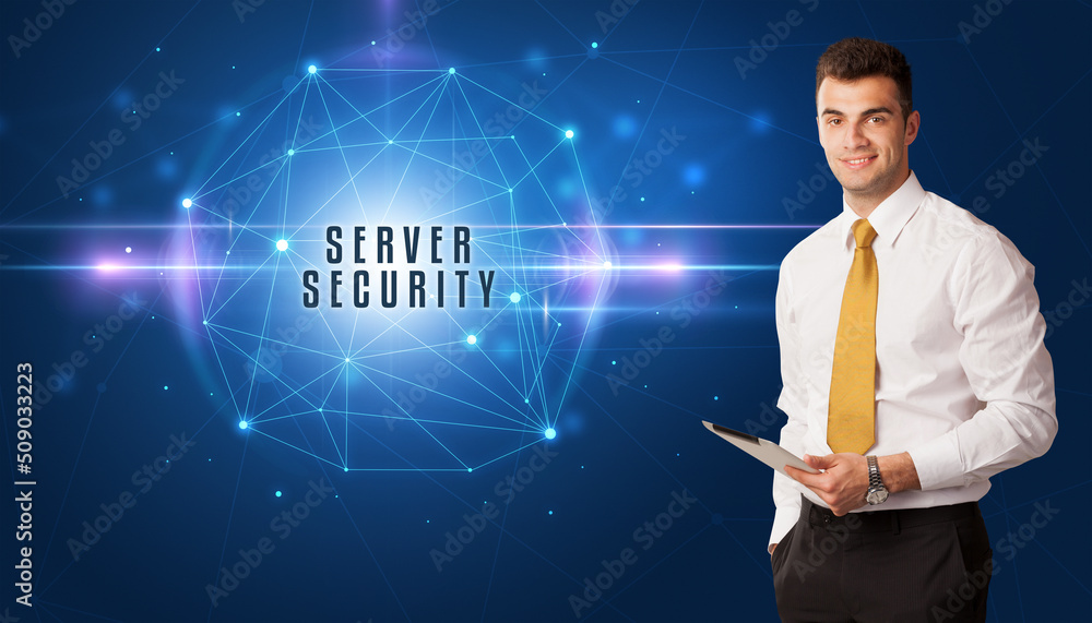 businessman thinking about security concept businessman thinking about security concept