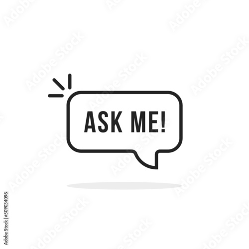 black ask me text on thin line speech bubble