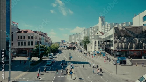 timelapse streets with traffic in minsk. photo