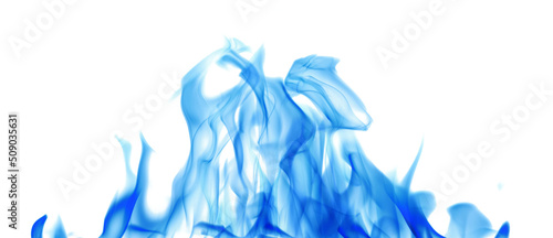 blue flame high hot sparks isolated on white