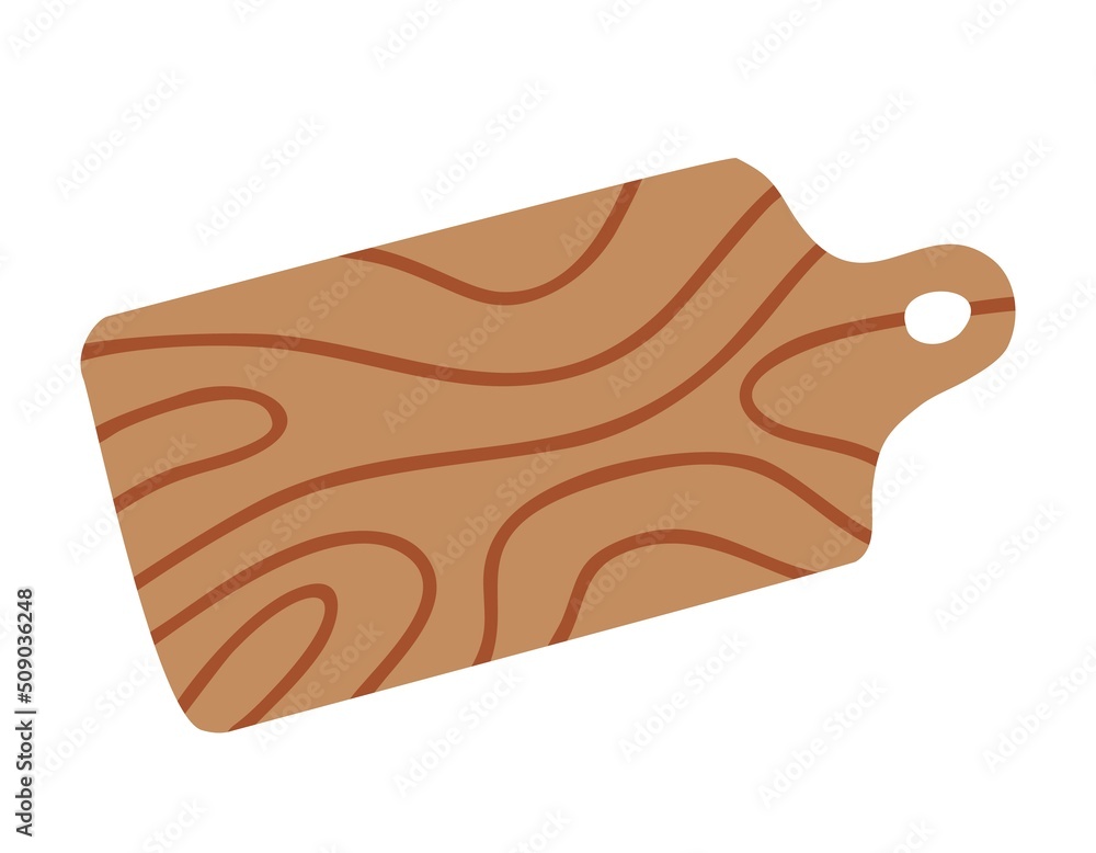 Cutting board isolated on white background, kitchen utensils. Flat design, hand drawn, cartoon. Cutting board isolated on white background, kitchen utensils. Flat design, hand drawn, cartoon.