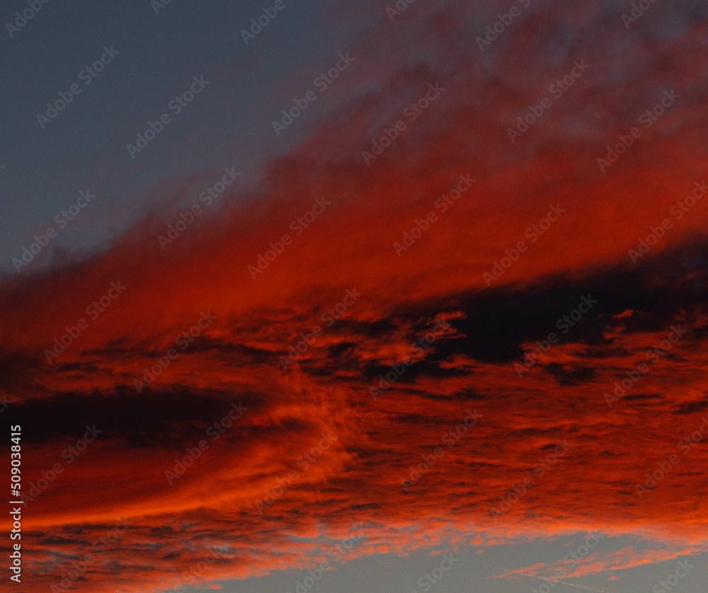 Red clouds in the sky during sunset
