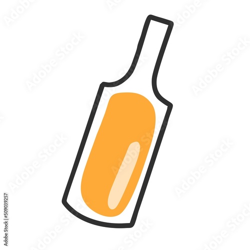 Soy, olive or sunflower oil of the first cold pressing in a bottle Natural oils vegetarian food seasoning. Flat design, hand drawn, cartoon.
