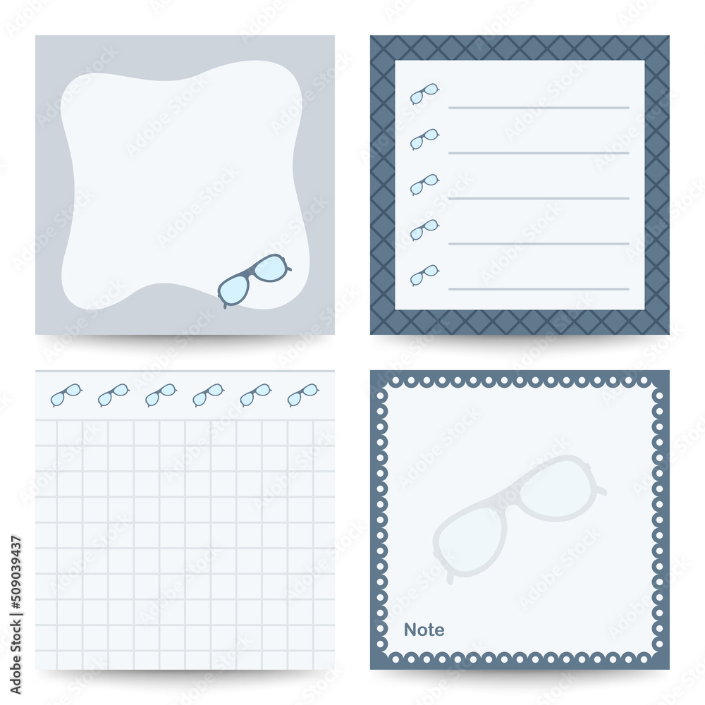 Set of square notepads with Glasses