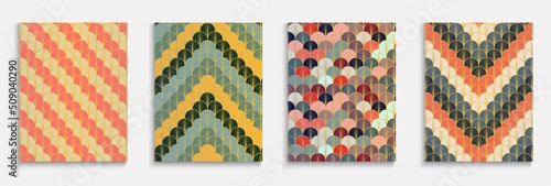 Asian Gold Fan Simple Cover Set. Bright Color Ethnic A4 Texture. Kimono Stripes Poster. Music Dynamic Deco Textile Backgroud. Chinese Vintage Folder Set. Elegant Geometric Print.
