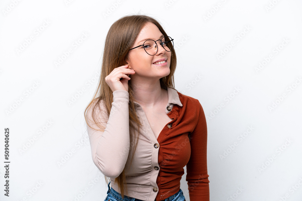 Young caucasian woman isolated on white background laughing Young caucasian woman isolated on white background laughing