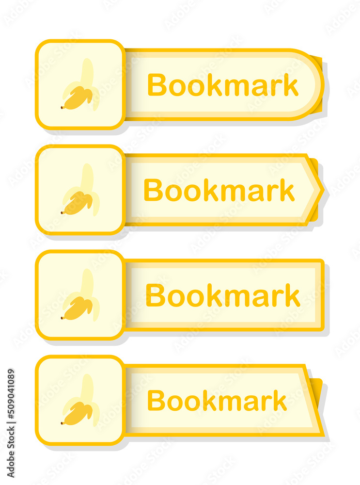 Set of colored bookmarks with Banana Set of colored bookmarks with Banana