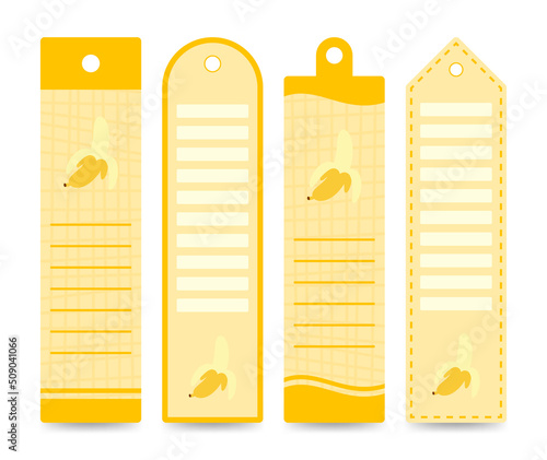Set of colored bookmarks with Banana