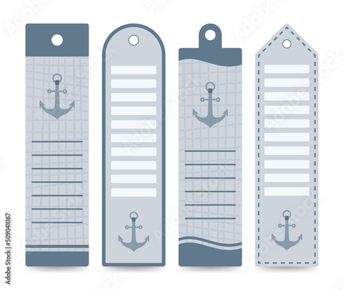 Set of colored bookmarks with Anchor