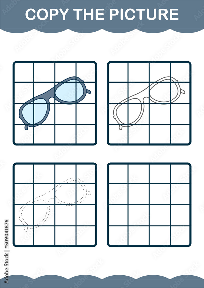 Copy the picture with Glasses. Worksheet for kids Copy the picture with Glasses. Worksheet for kids